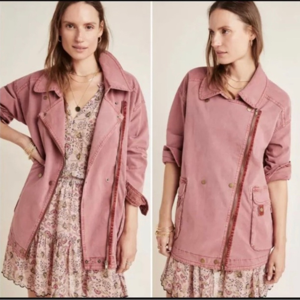 Letty Relaxed Jacket Size L Front cargo pockets Asymmetrical zip front